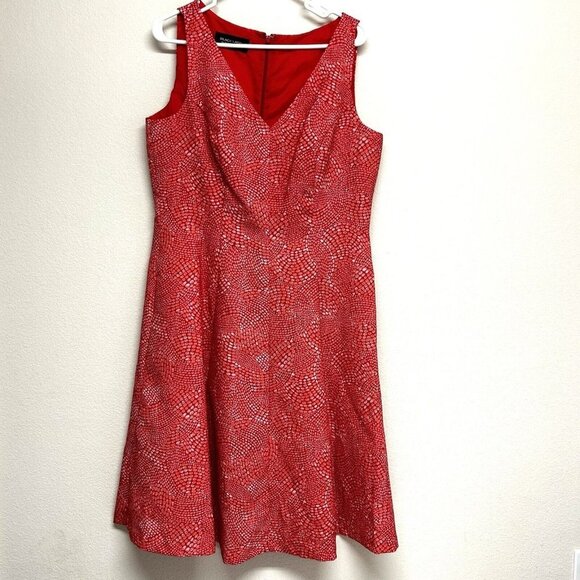 Black Label By Evan Picone Fit & Flare Midi Dress 14 Multicolor Sleeveless Zip - Picture 2 of 10